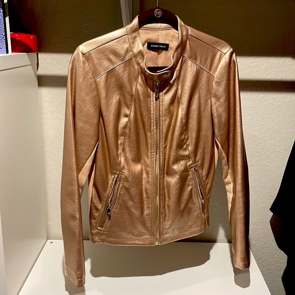 Ivanka Trump gold leather jacket, size M, fits true to size. Great condition.